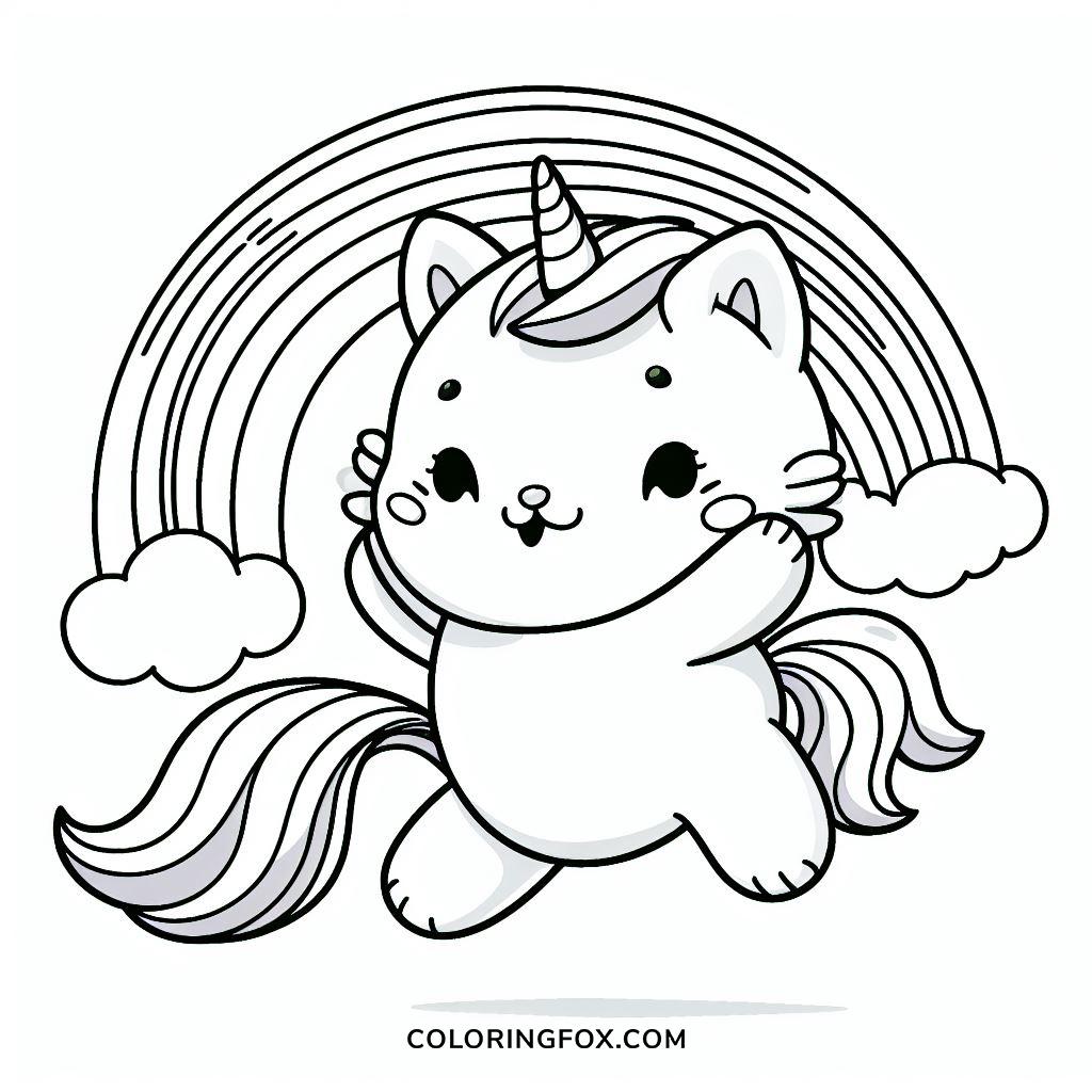 giddy unicorn cat coloring page - coloringfox.com