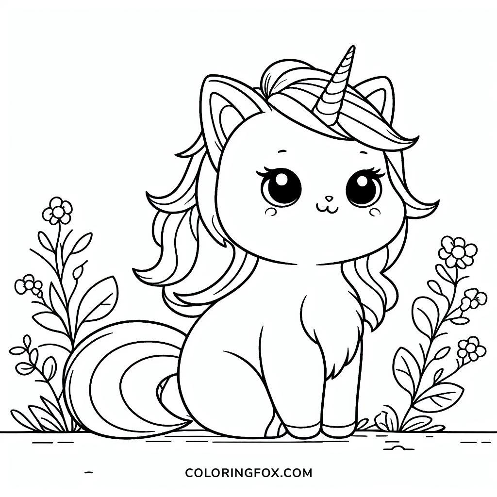 curious unicorn cat coloring page - coloringfox.com