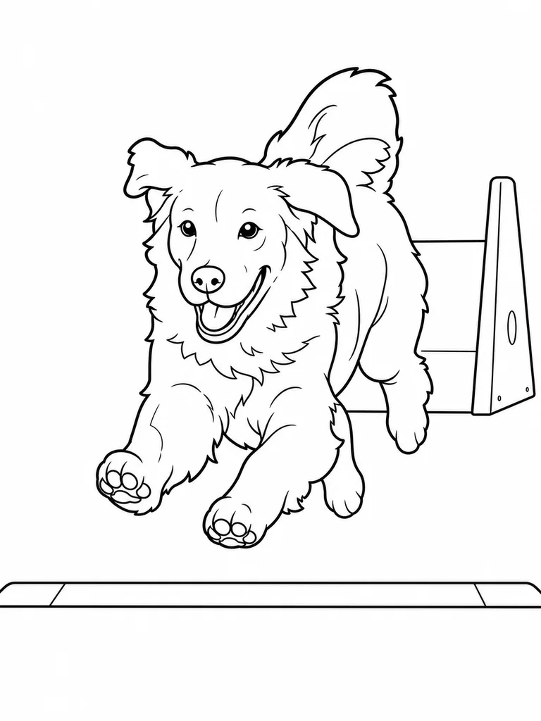 A Retriever runs forward from a start line in a simple flyball practice lane.